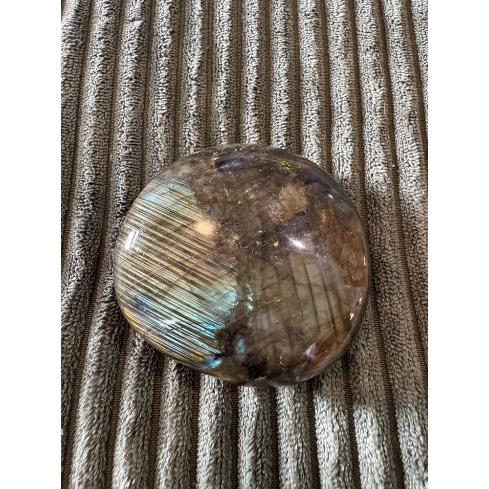 Polished Labradorite Palm Stone Iridescent Flash Crystal Worry Stone